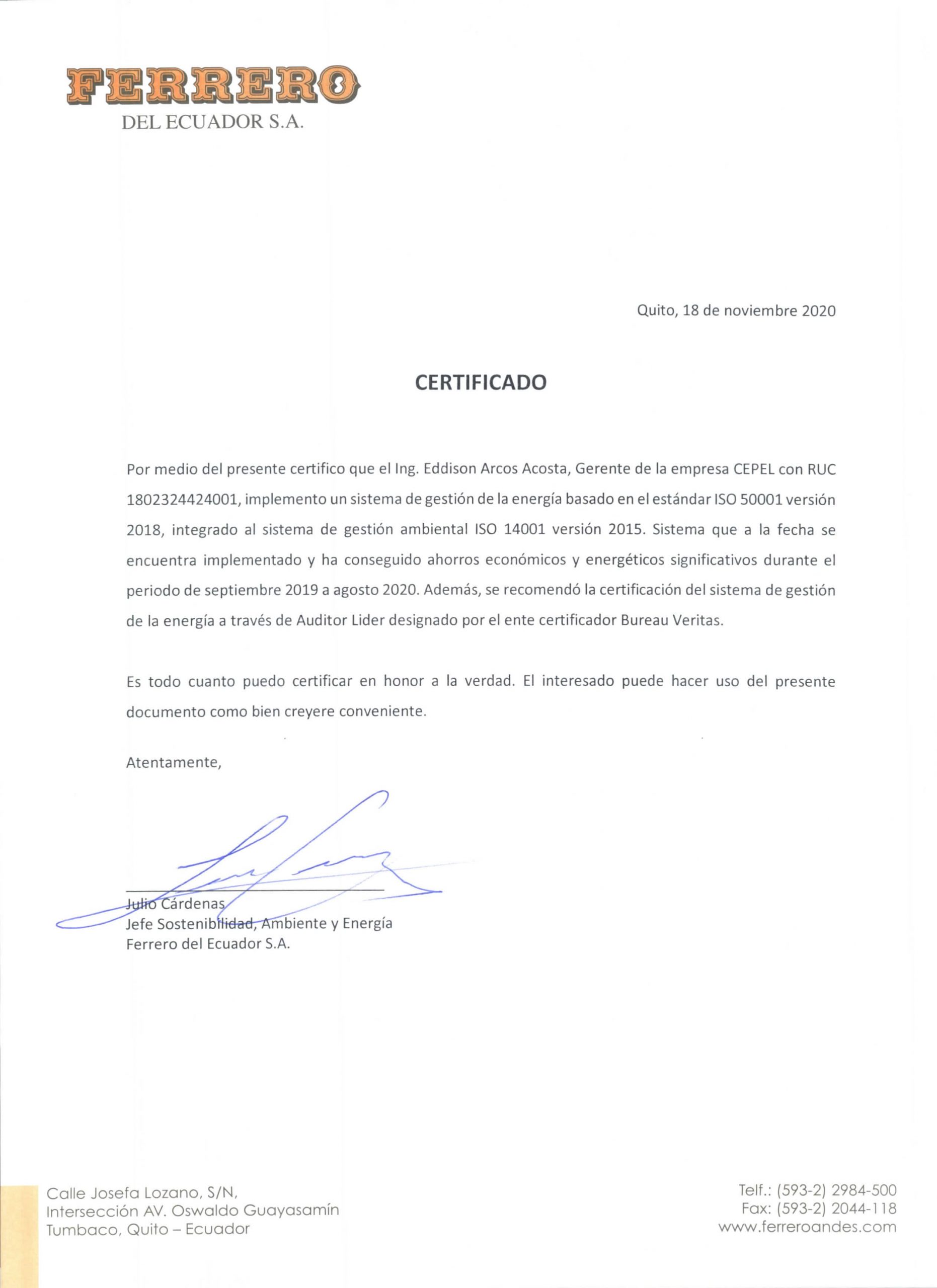 Certificado Ferrero 2018-01